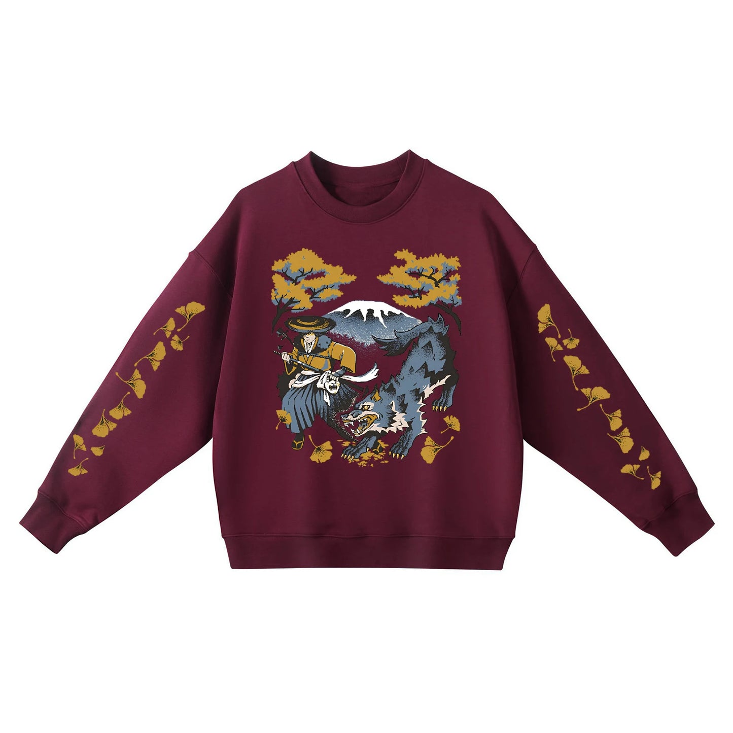Ghost of Yotei Red Sweatshirt - Atsu, Wolf & Mount Fuji
