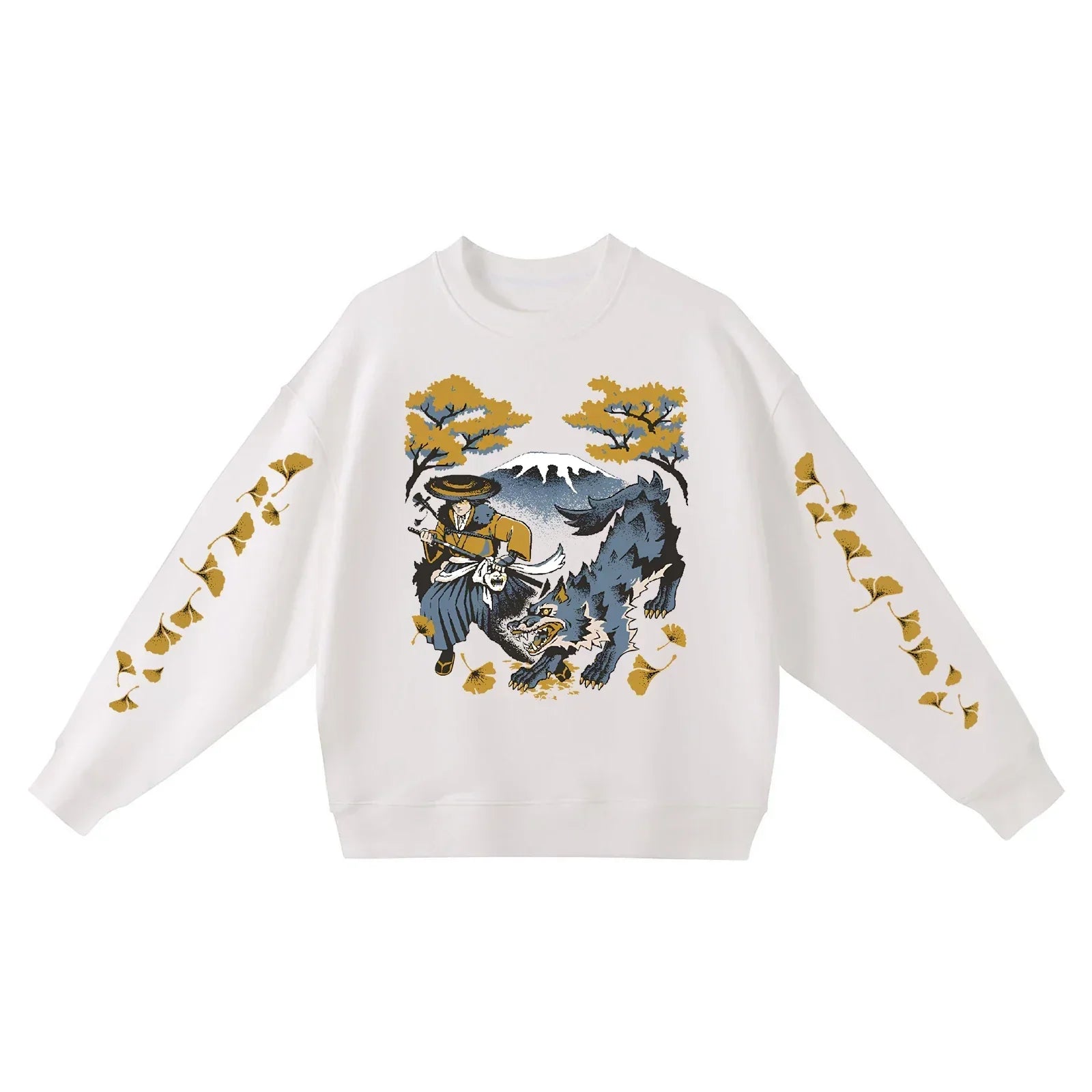 Ghost of Yotei White Sweatshirt - Atsu, Wolf & Mount Yotei – Ghost 