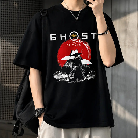 T-shirt noir Ghost of Yotei – Mont Atsu et Yotei