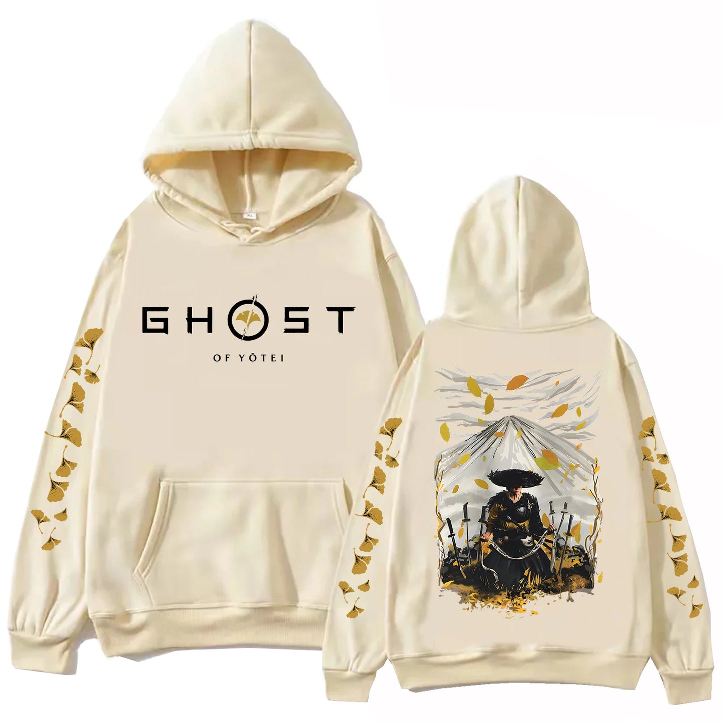 Ghost of Yotei Navy Blue Hoodie - Atsu & Mount Fuji