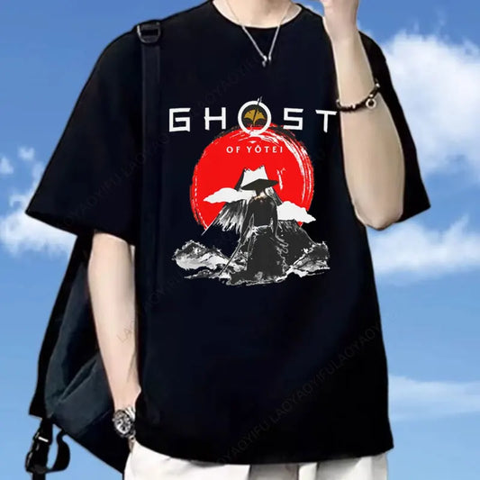 T-shirt noir Ghost of Yotei – Monture Atsu et Fuji